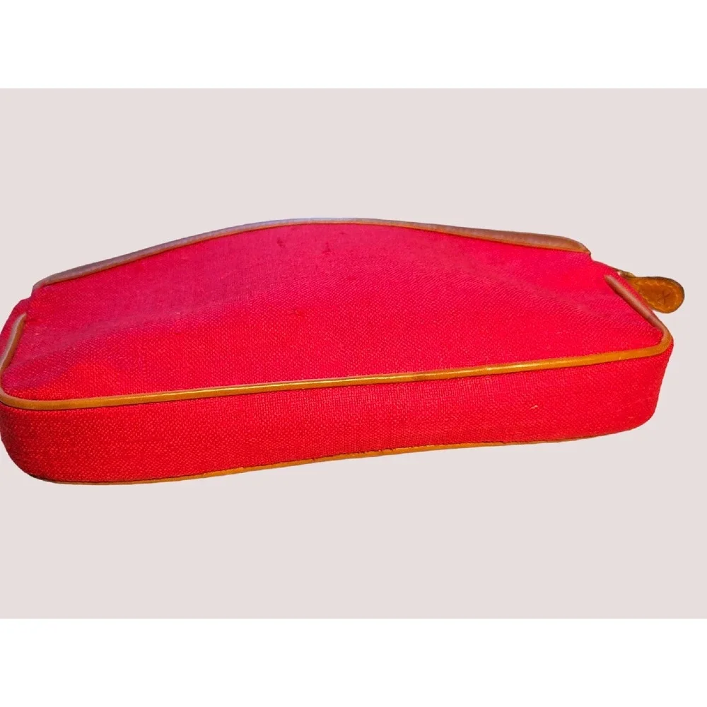 Vintage Trafalgar Preppy Luxe Red‎ Silk Linen Clutch Purse